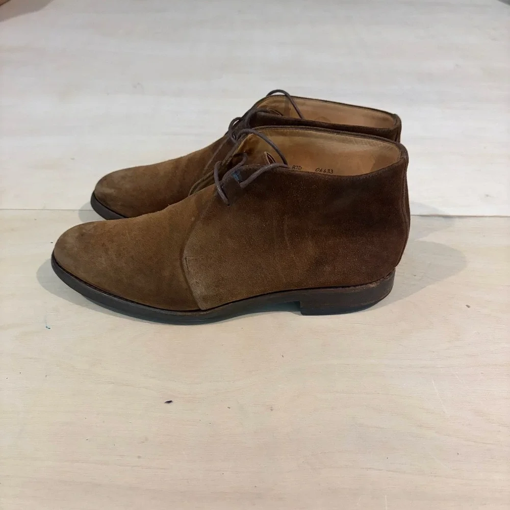 Peal & Co Chukka Boots Mens 10 Brown Suede Made in England Dainite Sole 06633